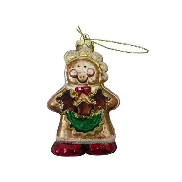 Blown Glass 4” Gingerbread Man Glass Christmas Tree Ornament Vintage - Picture 1 of 3